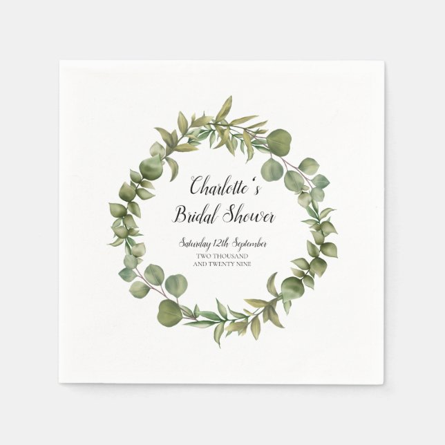 Serviette En Papier Fête de mariage champêtre Eucalyptus (Devant)