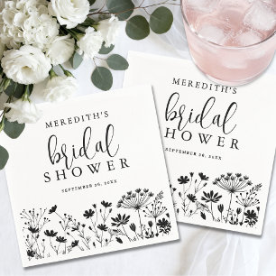 Serviette En Papier Fête de mariage champêtre noir blanc