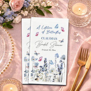 Serviette En Papier Fête de mariage champêtre papillons jacinthes