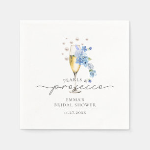 Serviette En Papier Fête de mariage Dusty Blue Floral Perles & Prosecc