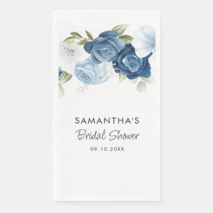 Serviette En Papier Fête de mariage élégante aux fleurs bleu poussiére