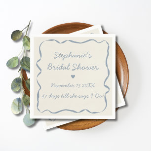 Serviette En Papier Fête de mariage fantaisiste manuscrite bleu poussi
