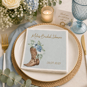 SERVIETTE EN PAPIER FETE DE MARIAGE FLEURIE COWBOY