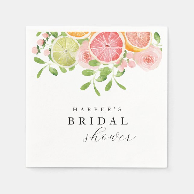 Serviette En Papier Fête de mariage fleurie et agrumes lumineuse