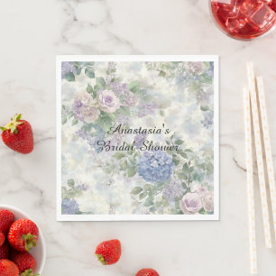 Serviette En Papier Fête de mariage Fleurs roses violettes romantiques