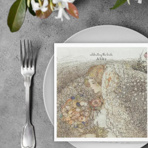 Serviette En Papier Fête de mariage floral Art nouveau vintage