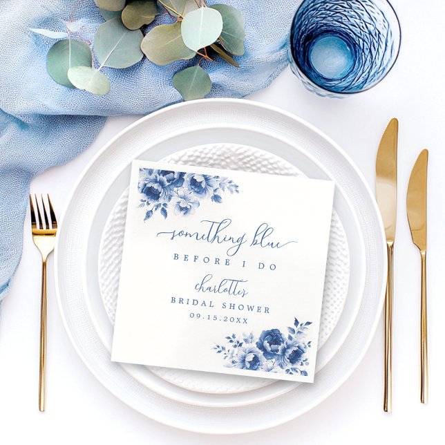 Serviette En Papier Fête de mariage Floral Bleu (Créateur téléchargé)