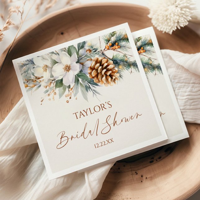 Serviette En Papier Fête de mariage Floral d'hiver Pin arbre (Créateur téléchargé)