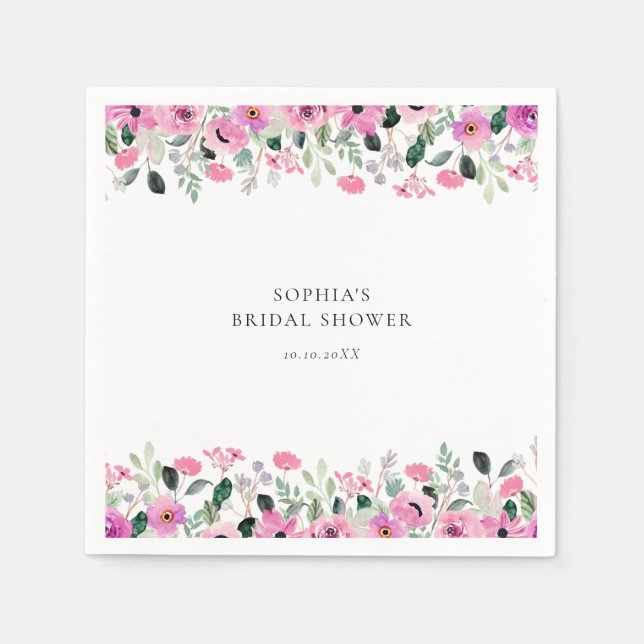 Serviette En Papier Fête de mariage floral rose  (Devant)