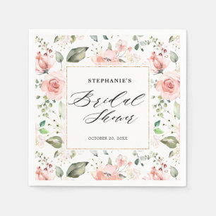 Serviette En Papier Fête de mariage floral rose pastel et blush