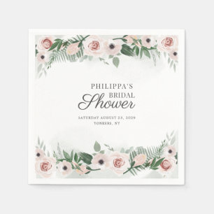 Serviette En Papier Fête de mariage Floral Rose Script Tendance Aquare