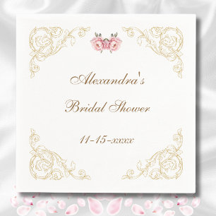 Serviette En Papier Fête de mariage florale vintage Pivoine rose