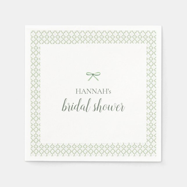 Serviette En Papier Fête de Mariage Grandmillénaire au Ruban Vert (Devant)