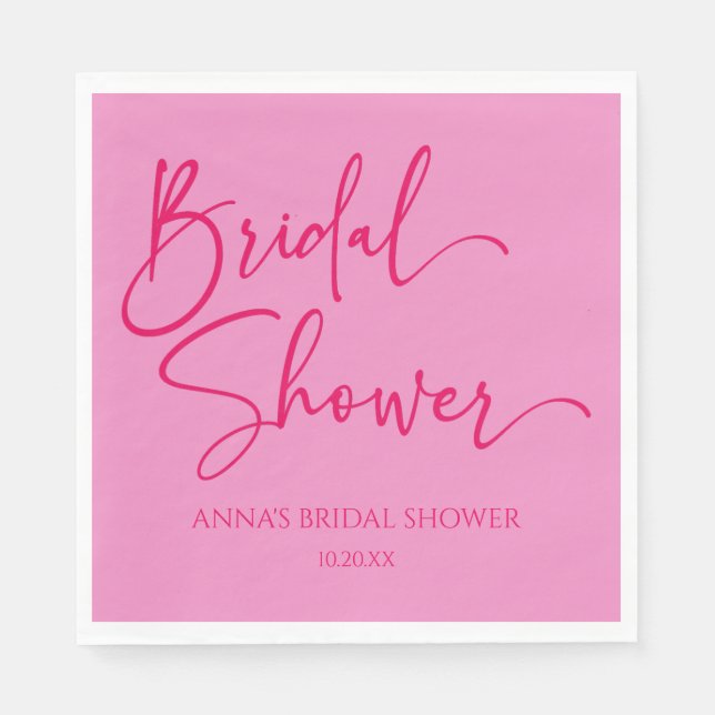 Serviette En Papier Fête de mariage minimaliste moderne rose chaud (Devant)