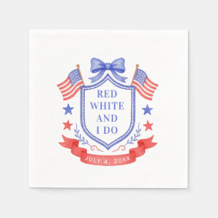 Serviette En Papier Fête de mariage patriotique Rouge Blanc & Je Dis