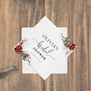 Serviette En Papier Fête de mariage Poinsettia rouge de Noël