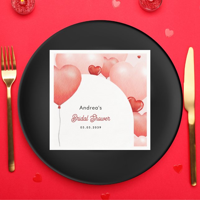 Serviette En Papier Fête de mariage Saint-Valentin Ballons roses rouge (Créateur téléchargé)