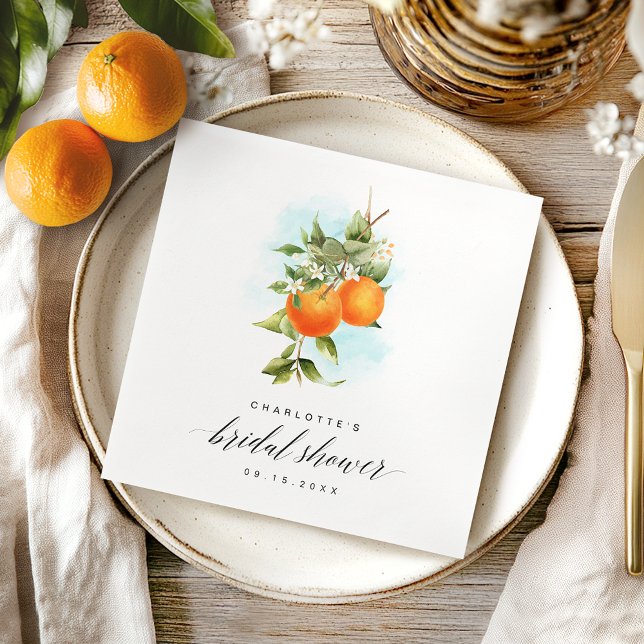 Serviette En Papier Fête de mariage Watercolor Oranges Citrus (Créateur téléchargé)