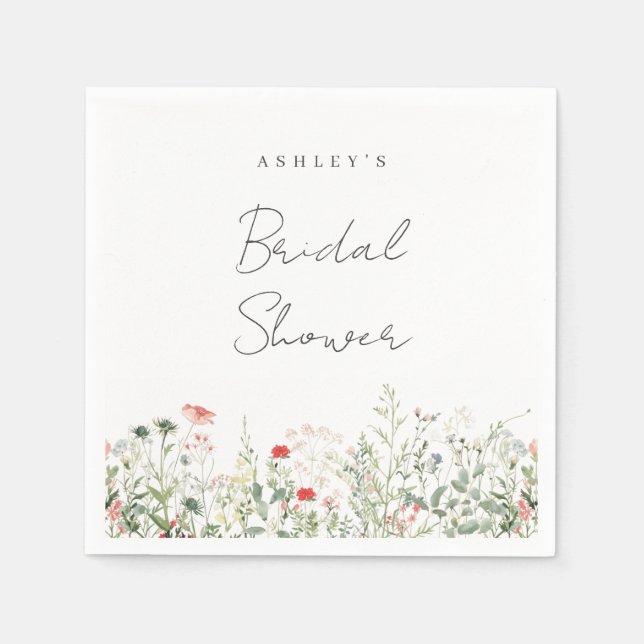 Serviette En Papier Fête de Mariée aux Fleurs Sauvages (Devant)