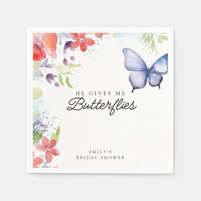 Serviette En Papier Fête de Mariée Il Me Donne Des Papillons (Devant)