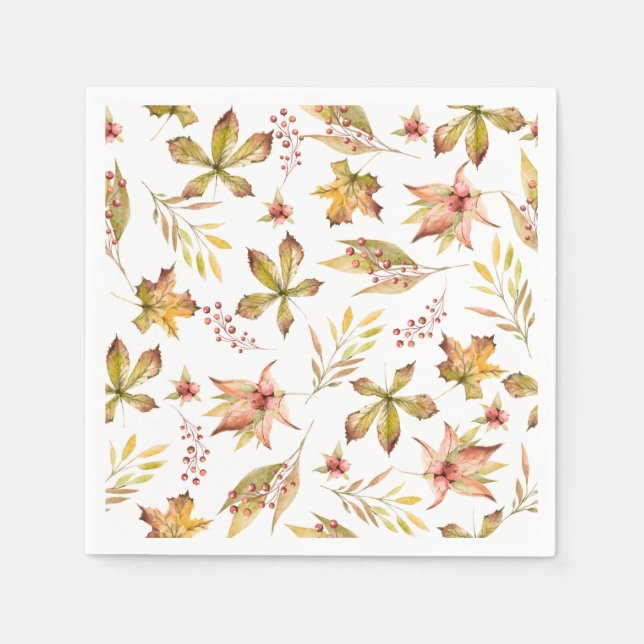 Serviette En Papier Fête de motif botanique automnal aquarelle Bohème (Devant)