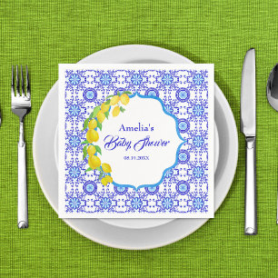 Serviette En Papier Fête de naissance bébé aux citrons aquarelle d'Ama
