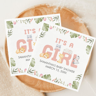 Serviette En Papier Fête de naissance bébé fille Safari