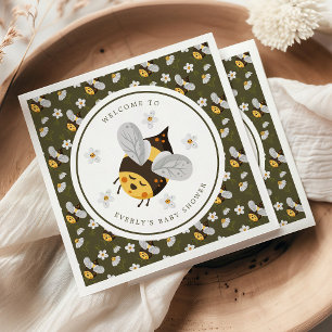 Serviette En Papier Fête de Naissance Bébé Fleur de Marguerite Abeille