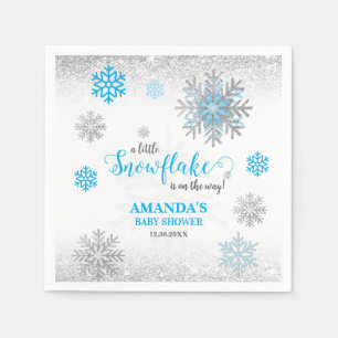 Serviette En Papier Fête de Naissance Bébé Hiver Pailleté Flocon de Ne