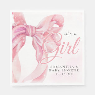 Serviette En Papier Fête de naissance de bébé fille à l'arc rose