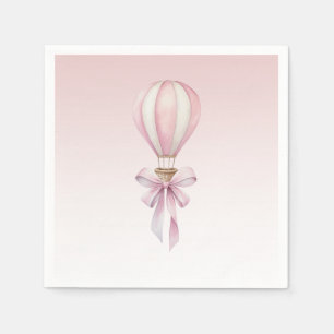 Serviette En Papier Fête de naissance de bébé fille Montgolfière aquar