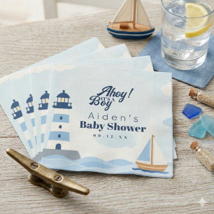 Serviette En Papier Fête de naissance de bébé phare nautique C'est un