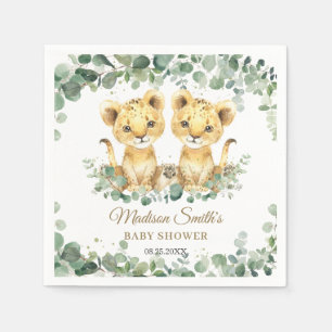 Serviette En Papier Fête de naissance de jumeaux Lionceaux Verdure Gar