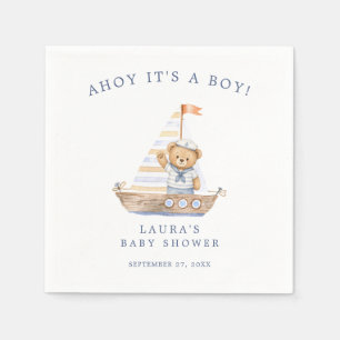Serviette En Papier Fête de naissance de l'ours marin Ahoy C'est un ga