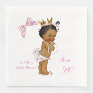 Serviette En Papier Fête de naissance de princesse fille Couronne rose