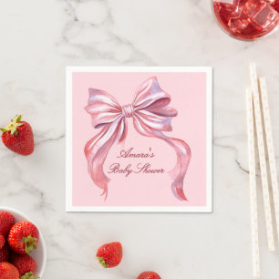 Serviette En Papier Fête de Naissance Fille Arc-en-Ciel Rose Élégant