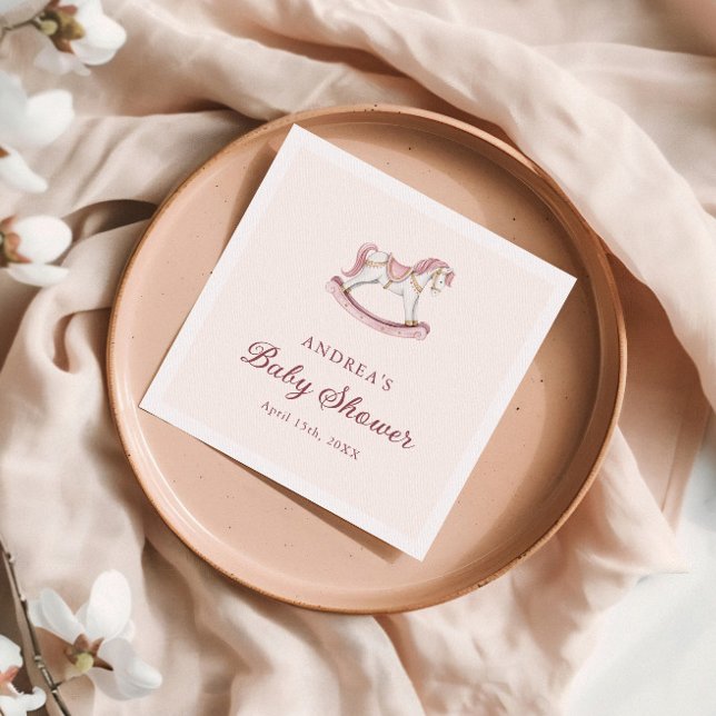 Serviette En Papier Fête de naissance fille Carrousel Rose Pastel (Créateur téléchargé)