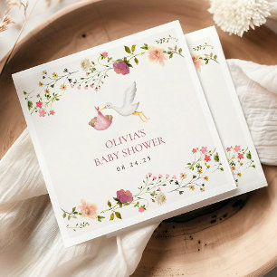 Serviette En Papier Fête de naissance Fille Jardin Floral Rose Livrais