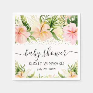 Serviette En Papier Fête de naissance Fleurs tropicales Boho Aquarelle