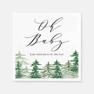 Serviette En Papier Fête de naissance forêt aquarelle