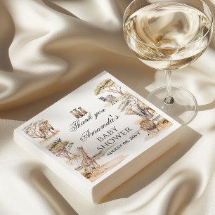 Serviette En Papier Fête de naissance genre neutre Animaux de Safari B