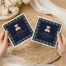Fête de naissance ourson tartan polo élégant pour