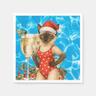 Serviette En Papier Fête de Noël au bord de la piscine pour les amoure