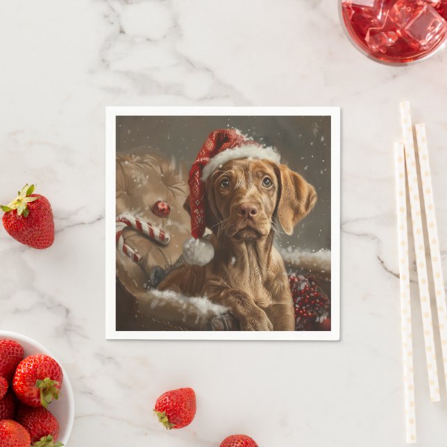 Serviette En Papier Fête de Noël de Chien Vizsla (En situation)