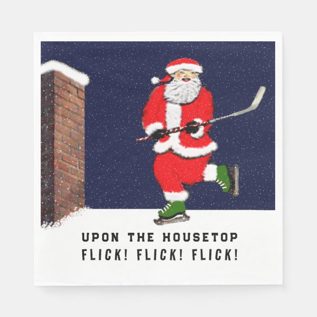 Serviette En Papier Fête de Noël de Hockey (Devant)