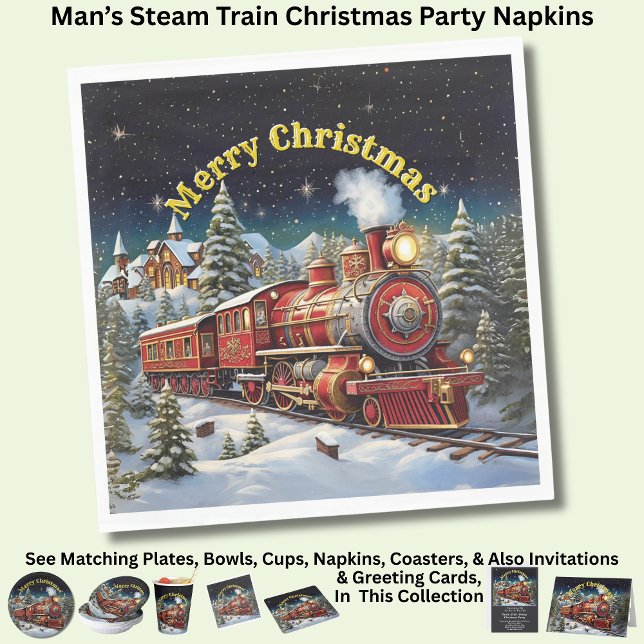 Serviette En Papier Fête de Noël de l'homme du train à vapeur (Créateur téléchargé)