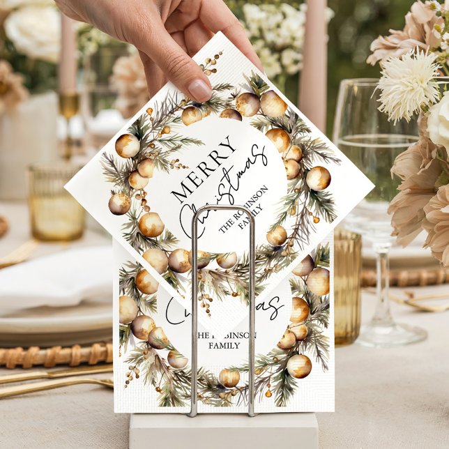 Serviette En Papier Fête de Noël de l'or de l'aquarelle (Créateur téléchargé)