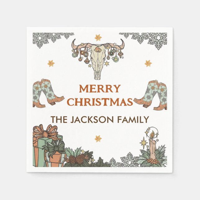 Serviette En Papier Fête de Noël de l'Ouest (Devant)
