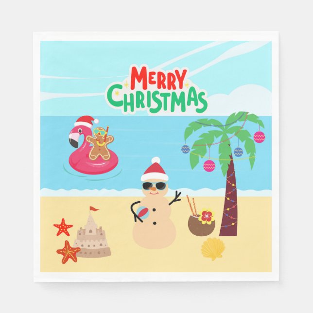 Serviette En Papier Fête de Noël de plage (Devant)