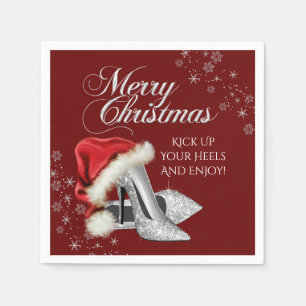 Serviette En Papier Fête de Noël des chaussures Red Santa